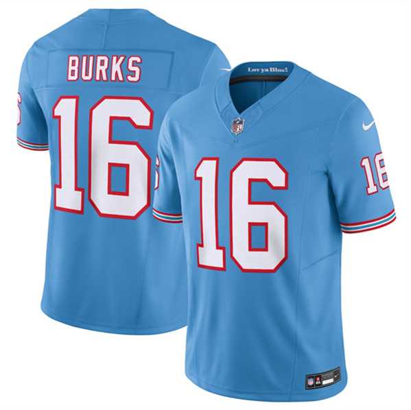 Men%27s Tennessee Titans #16 Treylon Burks Light Blue 2023 F.U.S.E. Vapor Limited Throwback Stitched Football Jersey